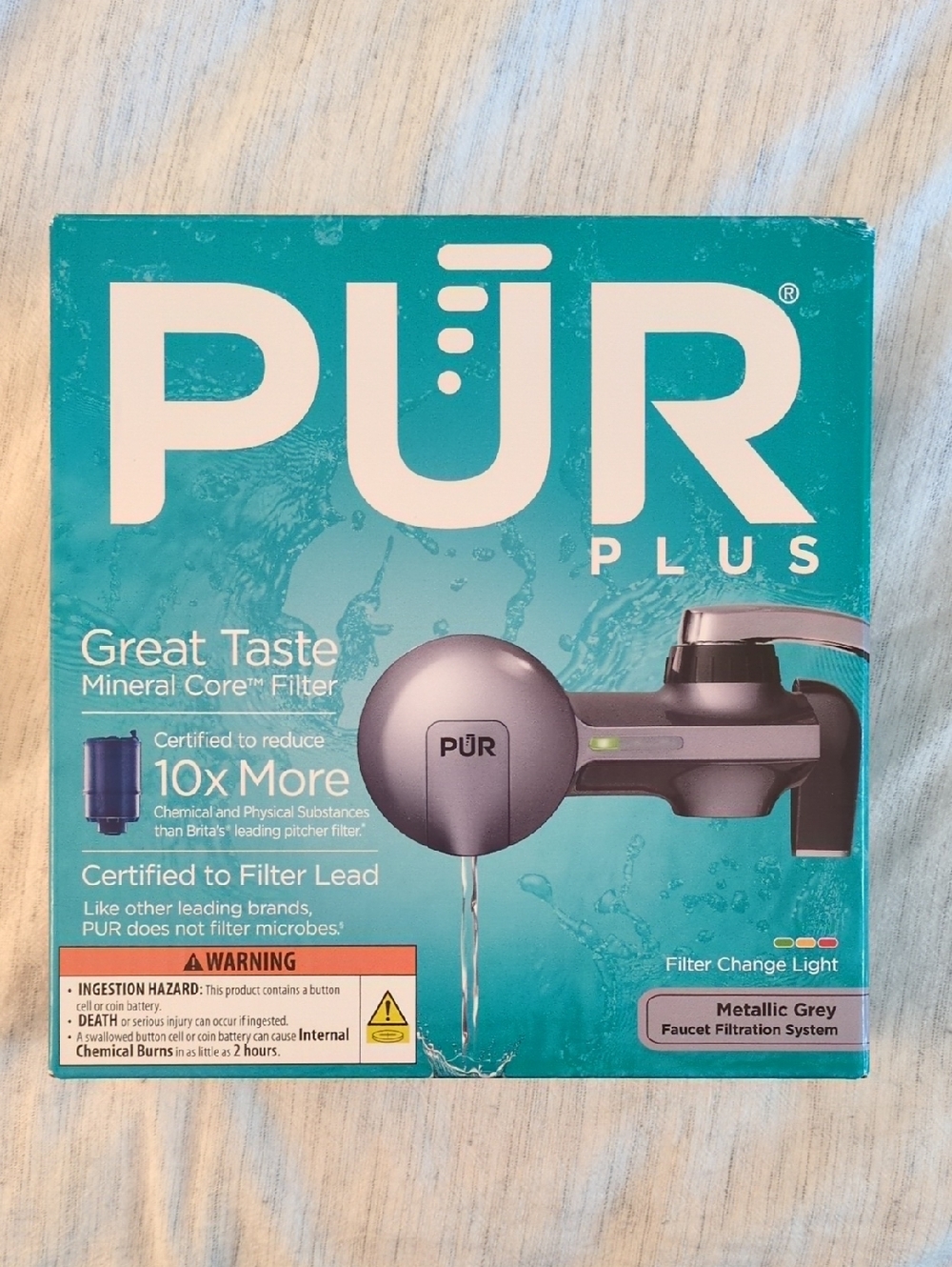 Pur Plus Faucet Filtration System - New In Box, Metallic Grey